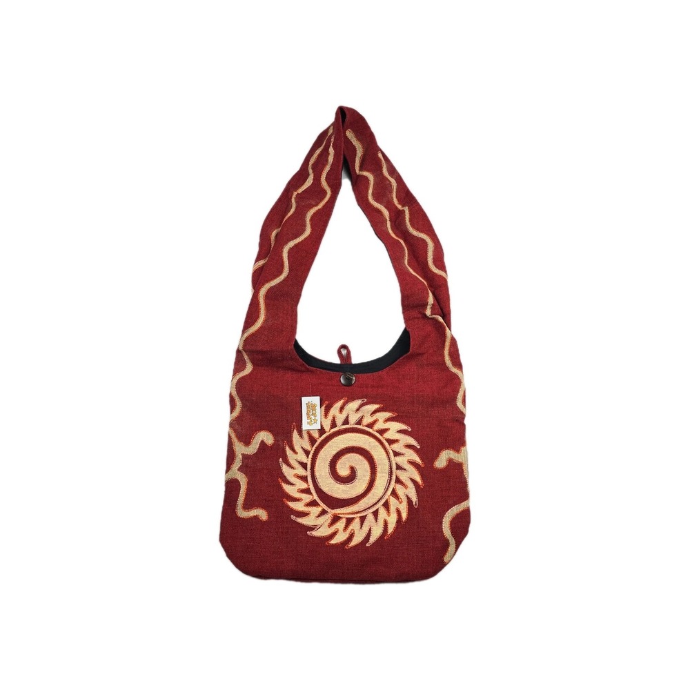 Shop Therapy Boho Hippie Handbag Heavy Cotton Knit Red Nepal Graphic‎ Print New